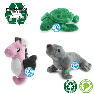 Mini Turtle, Seal or Seahorse Dog Toy - Made From Recycled Materials