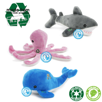 Mini Whale, Octopus or Shark Dog Toy - Made From Recycled Materials