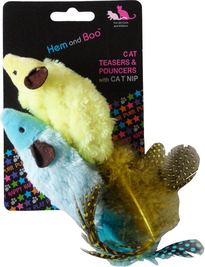 Bright Feathertail Mice Catnip Toy Pack of 2