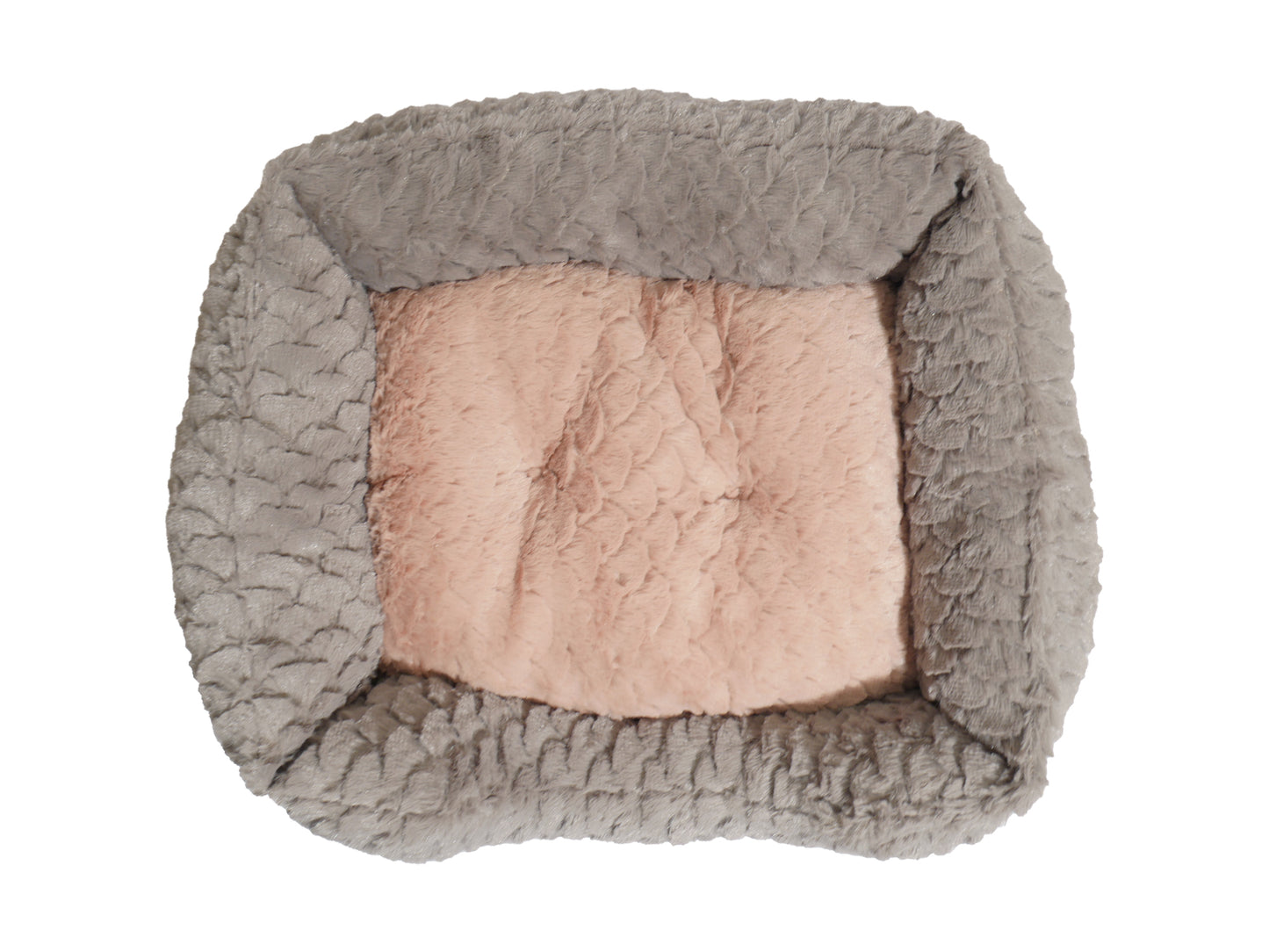 18" Grey & Pink Plush Squ Bed