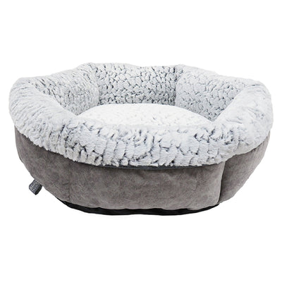 25" Grey Lux Plush Round Bed