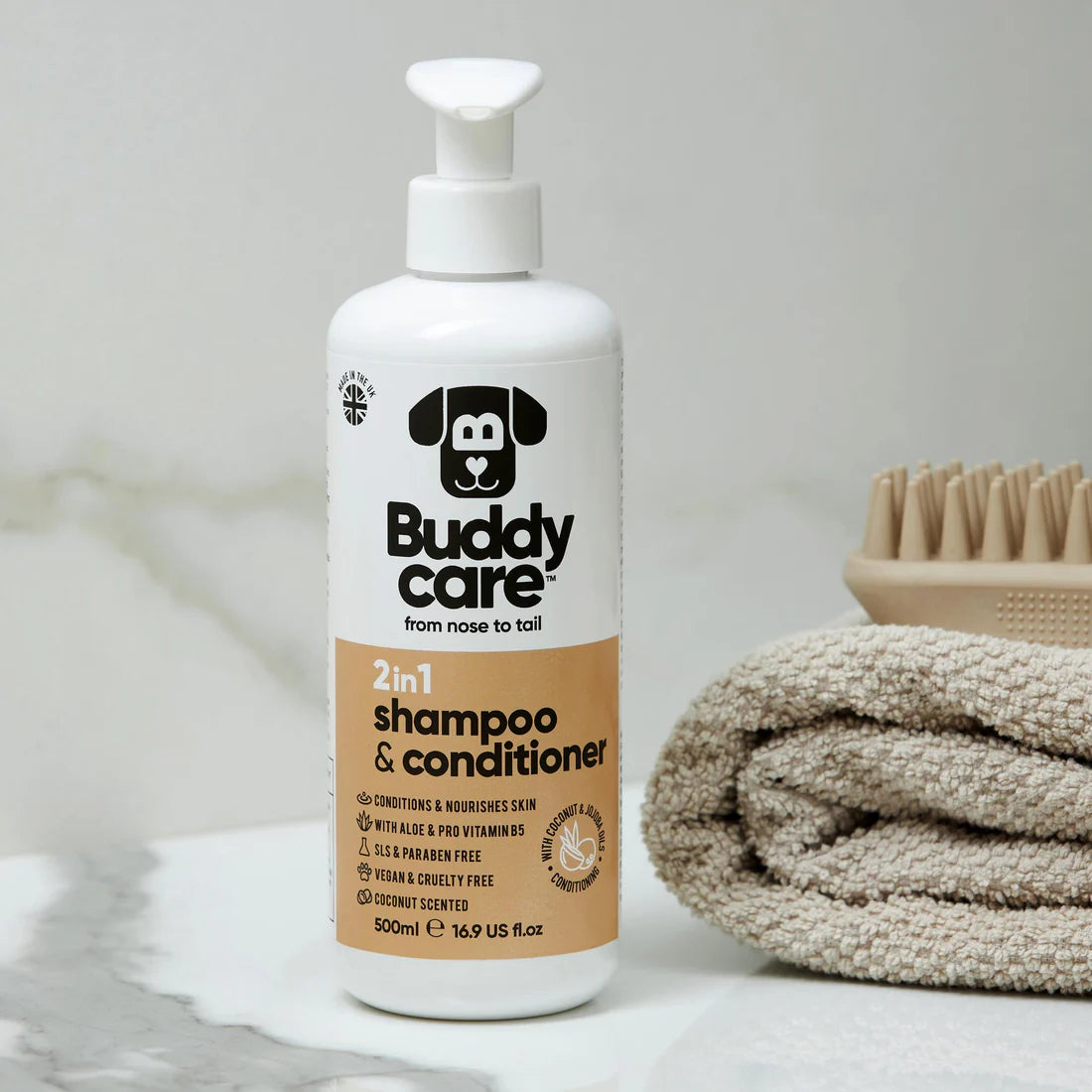 Buddy Care 2in1 Shampoo & Conditioner - Coconut - 500ml / 16.9 fl oz