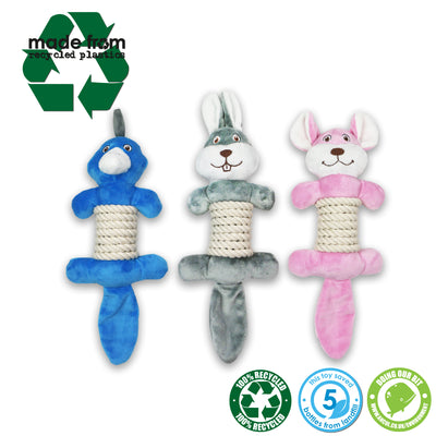 Rope Belly Animals Dog Toy - Made From Recycled Materials