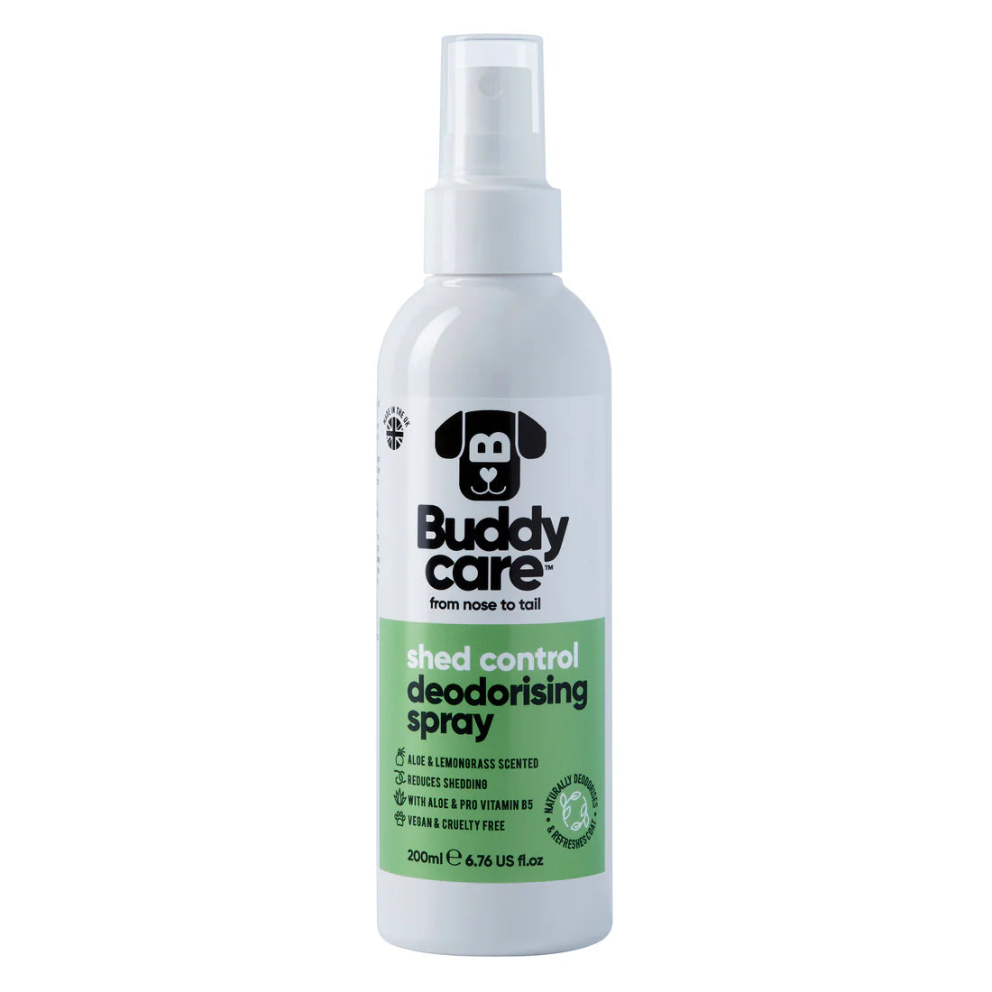 Buddy Care Dog Deodorizing Spray - Shed Contol Aloe & Lemongrass - 200ml / 6.76 fl oz