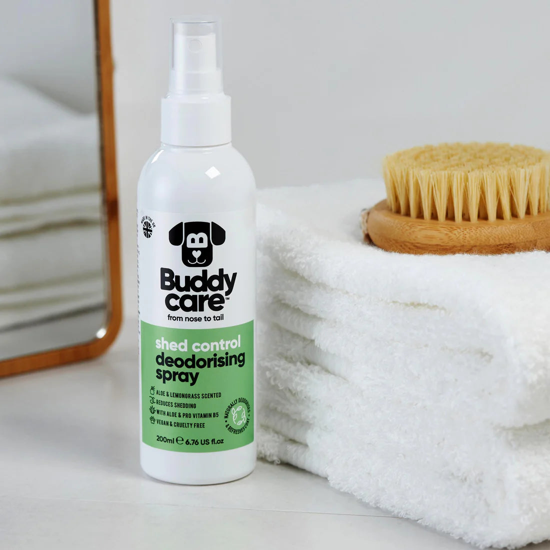 Buddy Care Dog Deodorizing Spray - Shed Contol Aloe & Lemongrass - 200ml / 6.76 fl oz