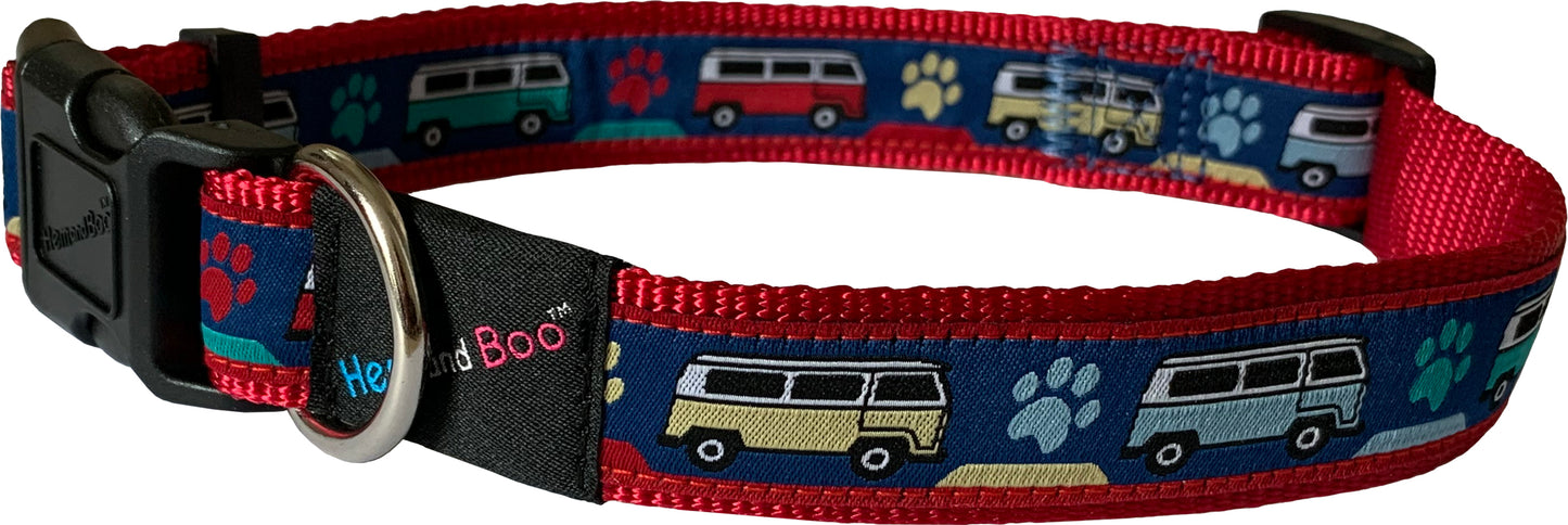 Camper Van Collar 3/4" in Red and Blue