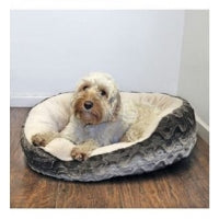 Grey & Cream Snuggle Plush Dog Bed 25"