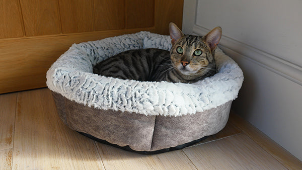 25" Grey Lux Plush Round Bed