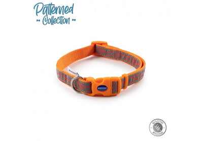 Reflective Patterned Bone Collar Orange Size 5-9