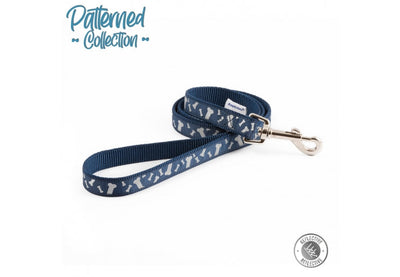 Bone Patterned Navy Reflective Lead 3/4"